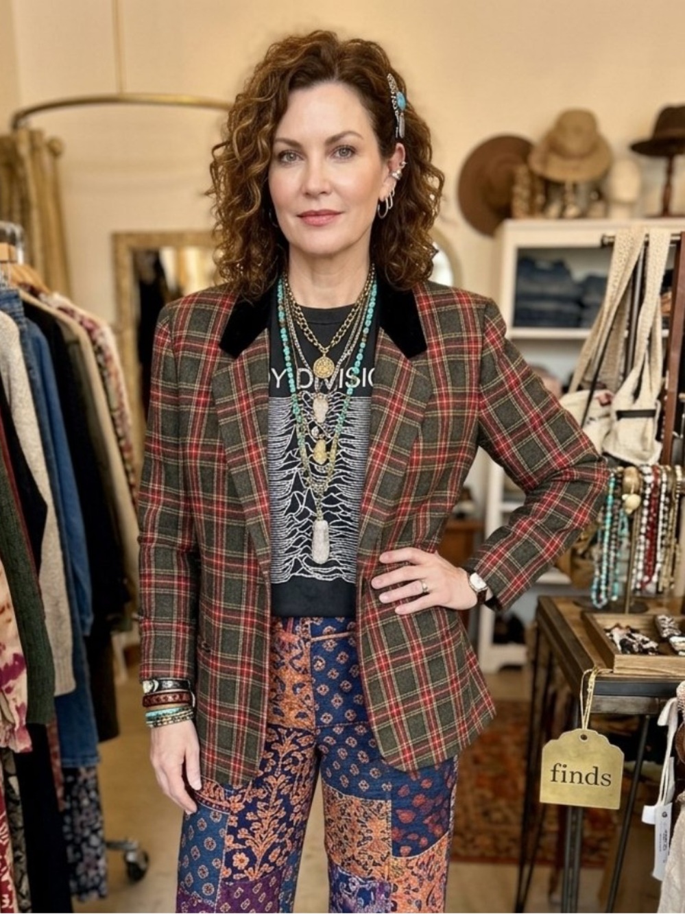 VTG 90's Sag Harbor Dark Gray Plaid Blazer with Black Velvet Color Size 14